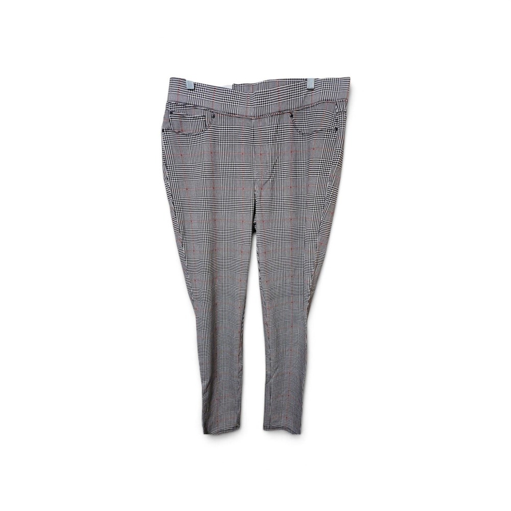 Seven7 Womens Pull On Ponte Pants Glen Plaid Black White Red Large NWT 0358